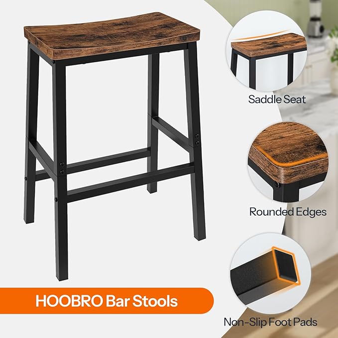HOOBRO Bar Stools Set of 4, Counter Height Bar Stools, 23.6'' Bar Cha...