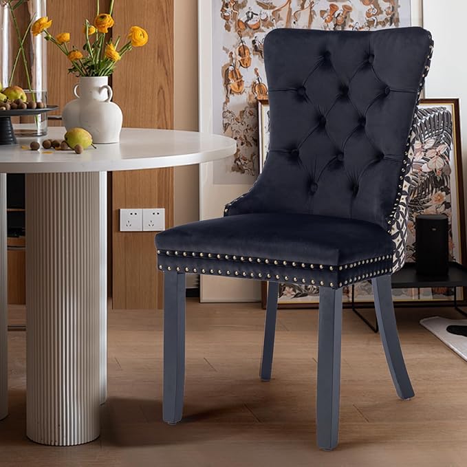 Velvet Upholstered Dining Chairs Set of 8, Modern Style Kitchen Side Chairs w...