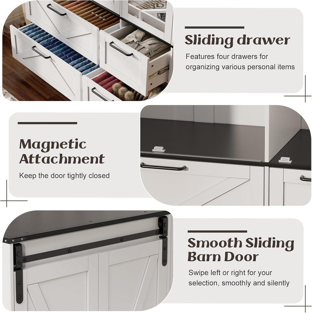 PAKASEPT Armoire Wardrobe Closet with w/Folding Sliding Barn Door
