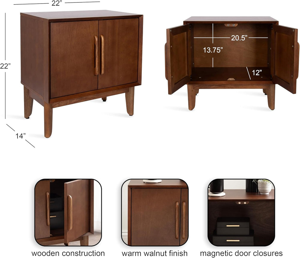 Kate and Laurel McCutcheon Modern Mango Wood Side Table with Storage Cabinet,...