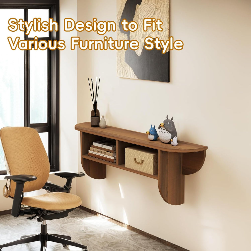 Floating Solid Wood Console Table, 32'' Wall Mounted Narrow Entryway ...
