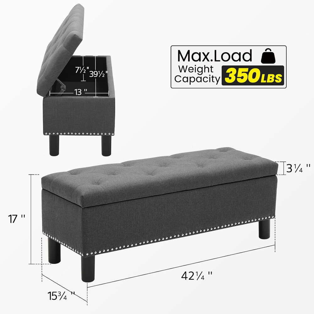Furniliving 42" Ottoman with Storage, End of Bed Bench with Button-Tufte...