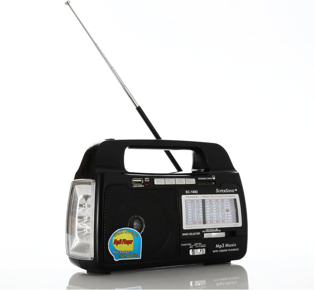 Supersonic SC-1082 9 Band AM/FM/SW 1-7 Portable Radio, High Sensitivity Recei...