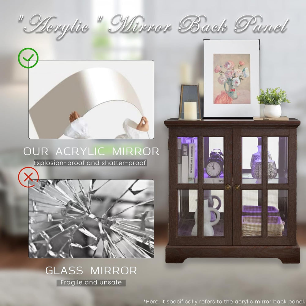 32" H LED Accent Curio Cabinet with 7 Color Lights for Collectibles, Mod...