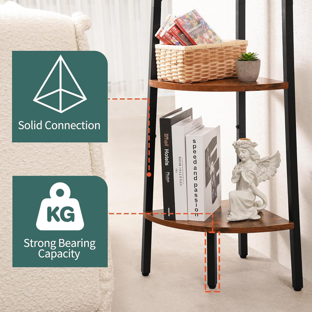 Yoobure Corner Shelf, 5-Tier Corner Bookshelf with Metal Frame & Wood Lad...