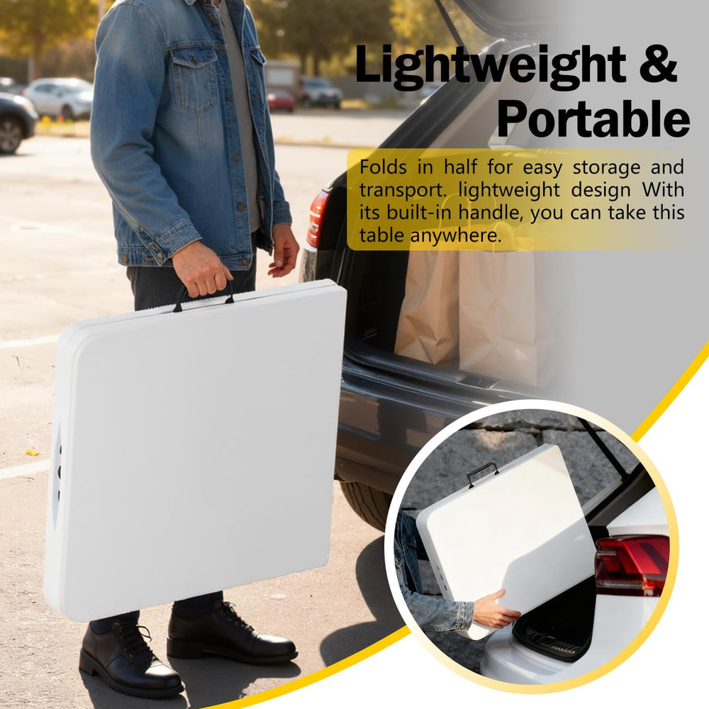4 Feet Folding Table Adjustable Height with Carry Handle, Steel Legs | Heavy ...
