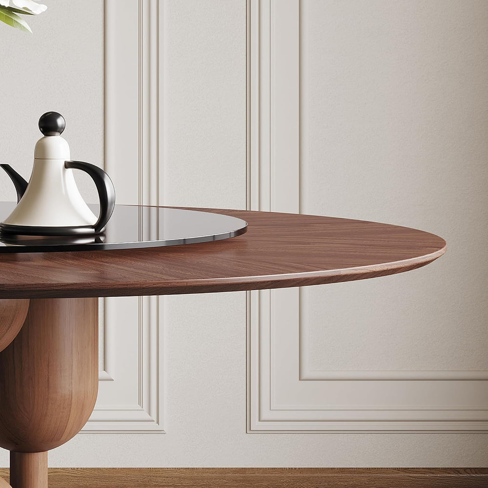 Montary 59-inch Natural Oak Wabi-Sabi Round Dining Table with 35-inch Tempere...
