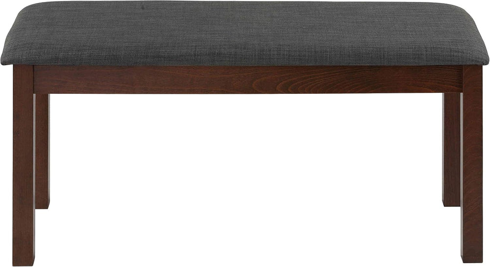 Cortesi Home Rosco Dining Bench in Charcoal Fabric, Walnut Finish 40"