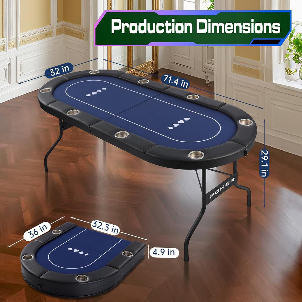 3-in-1 Foldable Poker Table for 8 Players with Interchangeable Game Mat