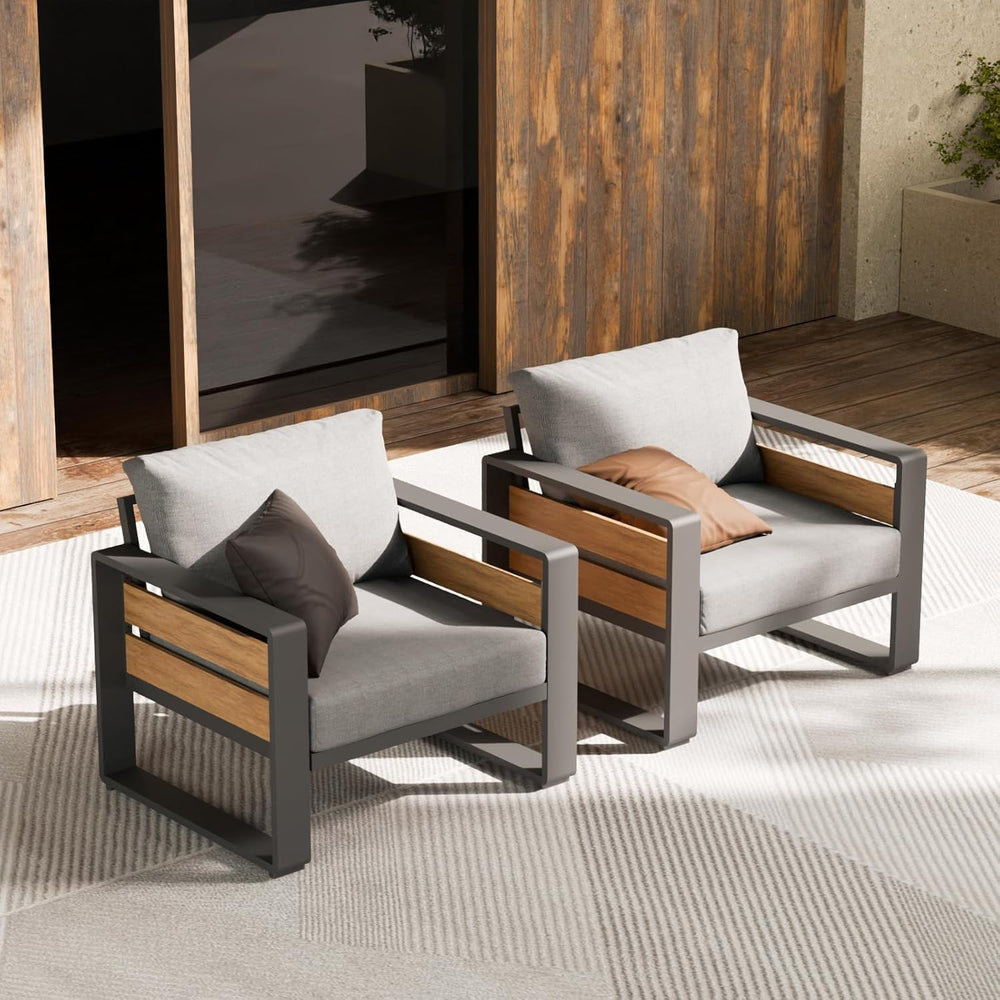ZANDOR Aluminum Outdoor Patio Furniture - 2 Pcs Armchair, All-Weather Metal M...