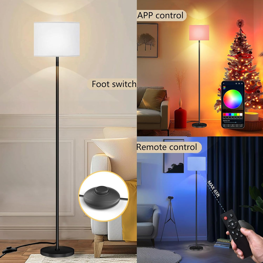 Qaubauyt Smart LED Floor Lamp with APP Control & RGB Colors - Dimmable St...
