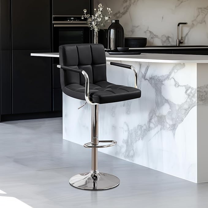 Yaheetech Bar Stools, PU Leather Adjustable Swivel Barstools, Hydraulic Kitch...