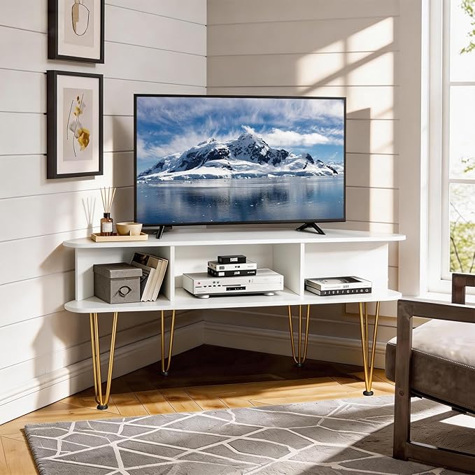 Corner TV Stand for 50 Inch TV, Entertainment Center with Storage Cabinet, In...