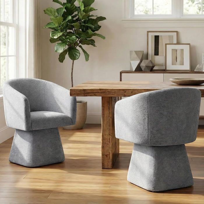 VKNOW Upholstered Swivel Dining Chairs Set of 2 with Barrel Back and Arm