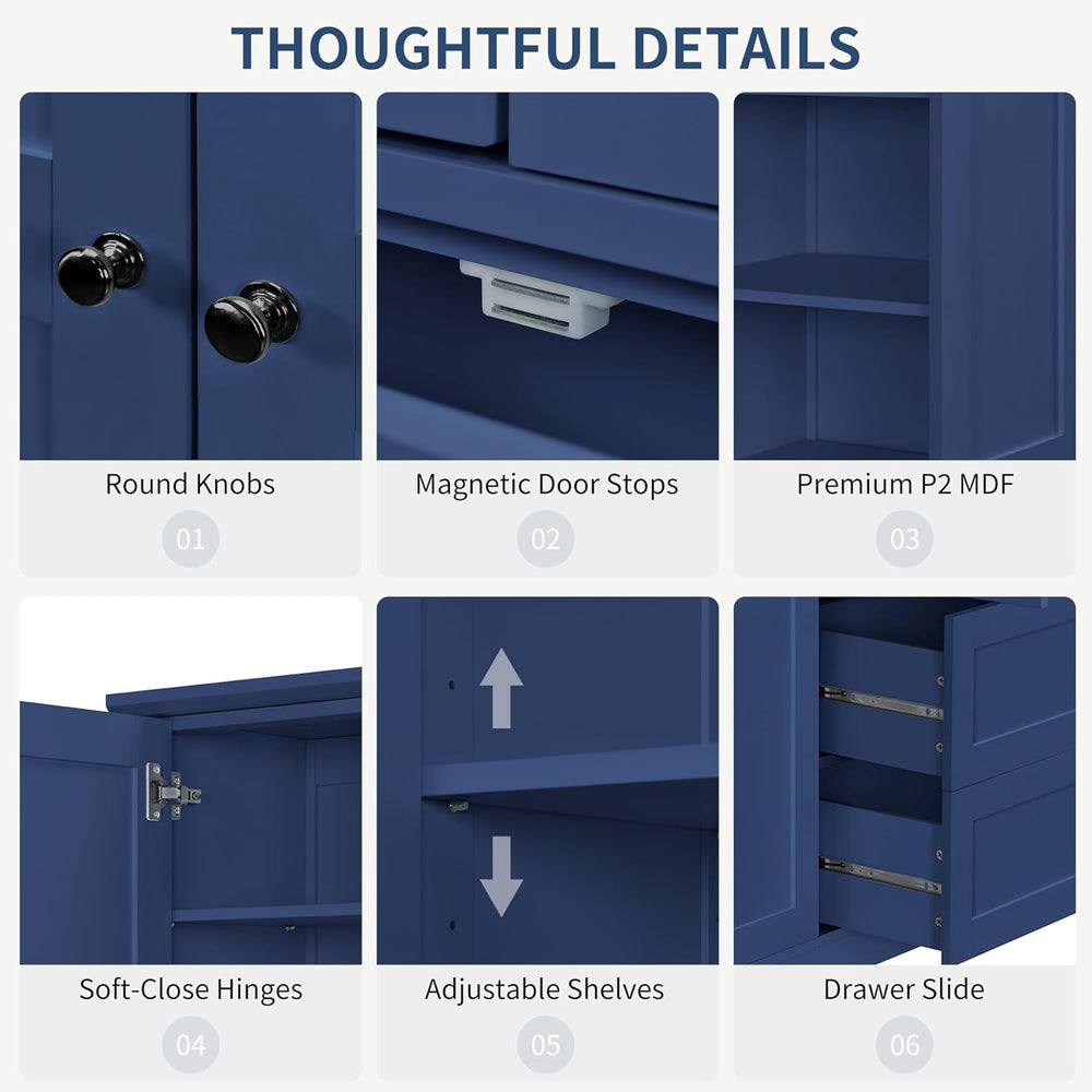 71" Tall Kitchen Pantry Storage Cabinet with 3 Pull Out Trays & 2 La...