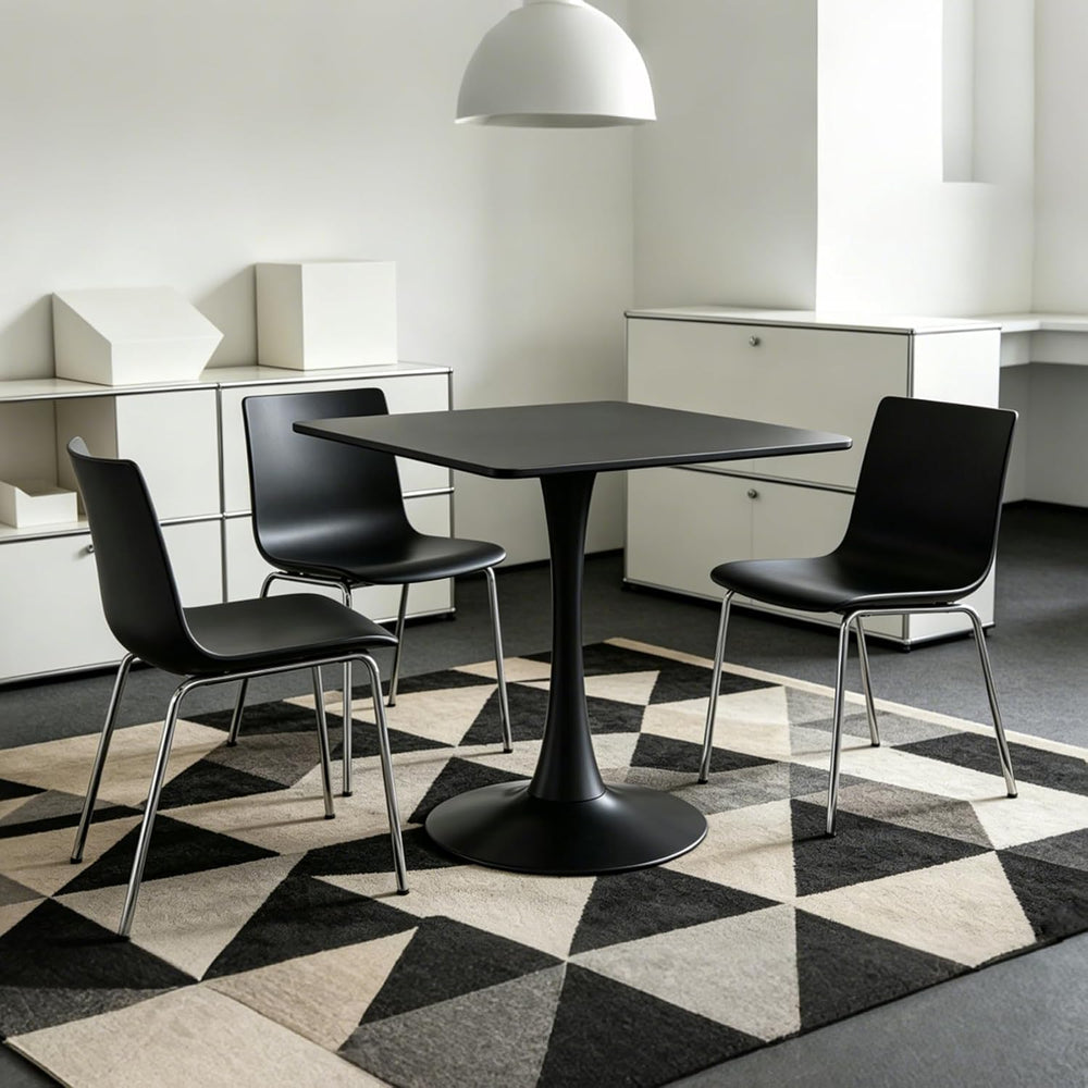 Square Dining Table, 27" Tulip Table (Black)