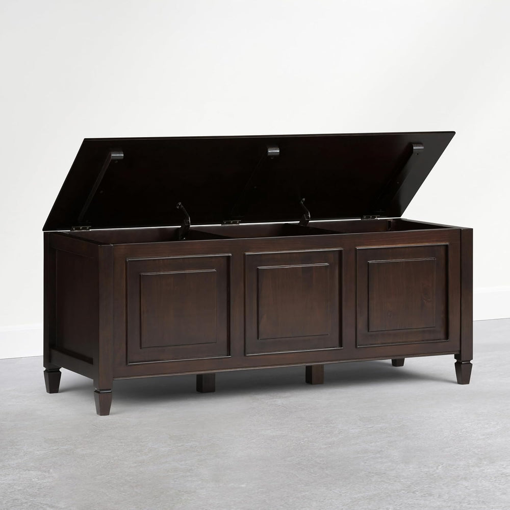 SIMPLIHOME Connaught Entryway Storage Bench - 51 inch Wide Solid Wood Storage...