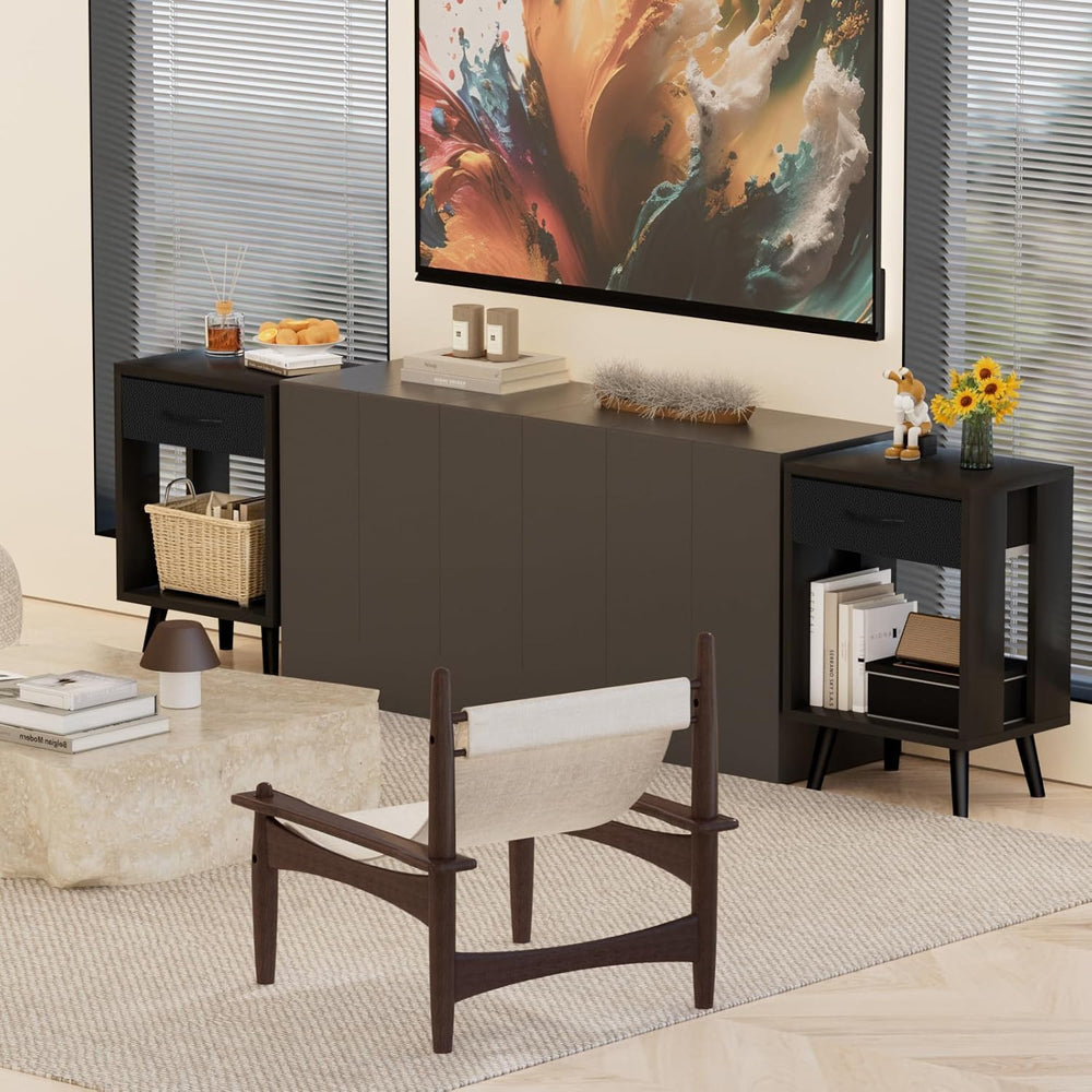 GYIIYUO 24" H Nightstands Set of 2 with Fabric Drawer, Black