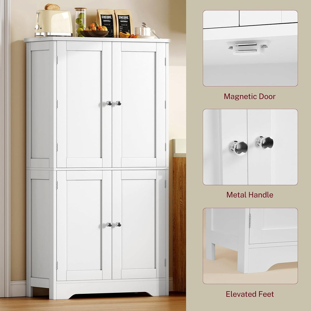 TEENFON 51" H Pantry Cabinet with 4 Doors, Kitchen Cabinet with 6 Door S...