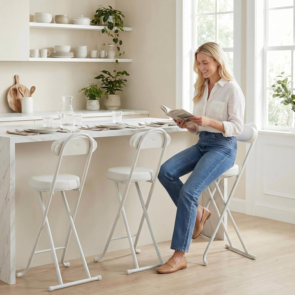 Folding Bar Stool,24" Portable High Counter Foldable Stool Chair