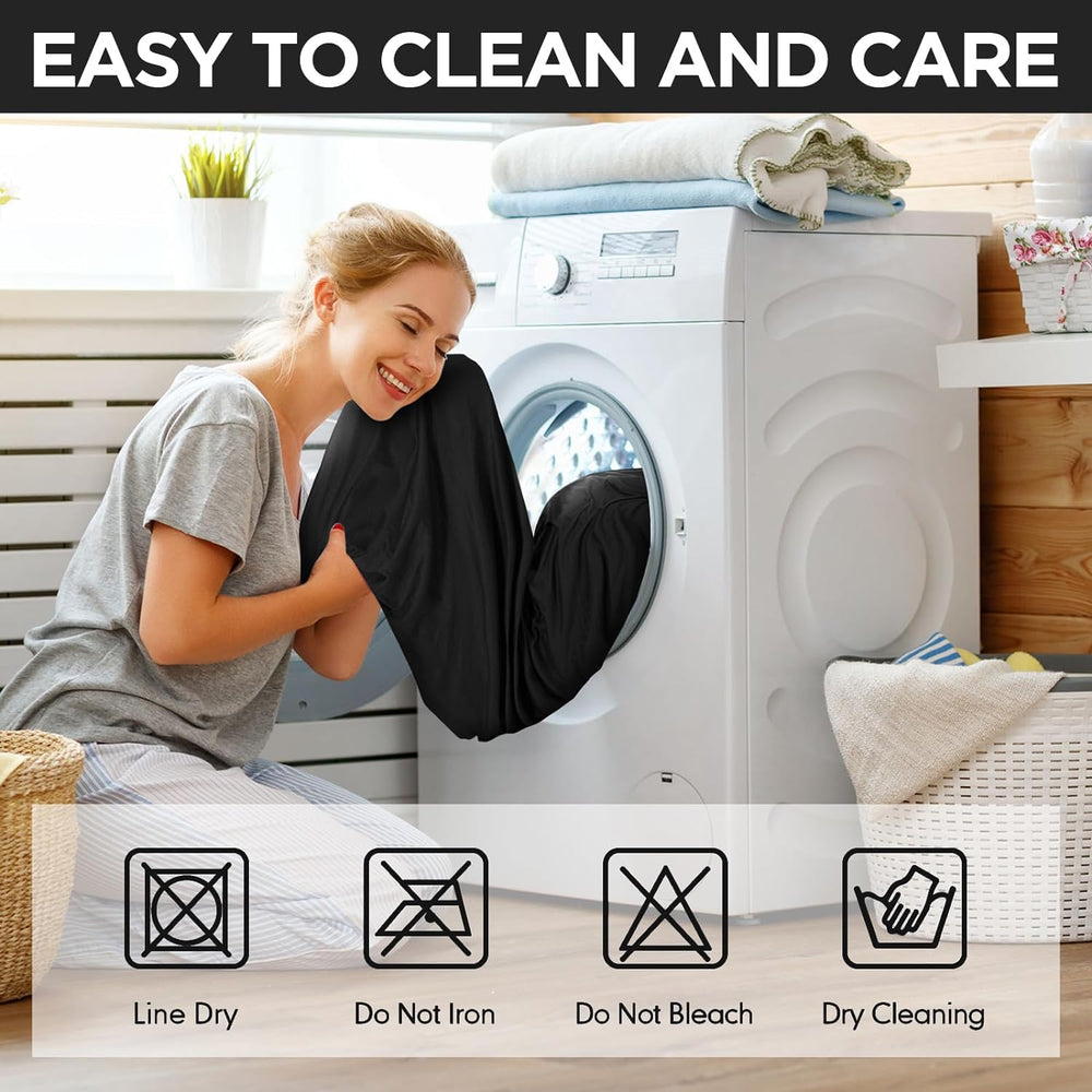 Peryiter 3 Pcs Couch and Loveseat Sofa Covers,Black,Milk Silk