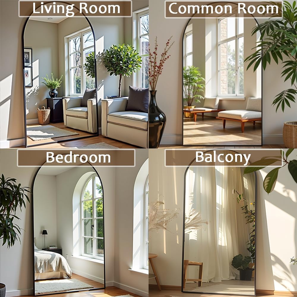 OGCAU Arched Full Length Mirror 76"x34" Large Floor Full Body Mirro...