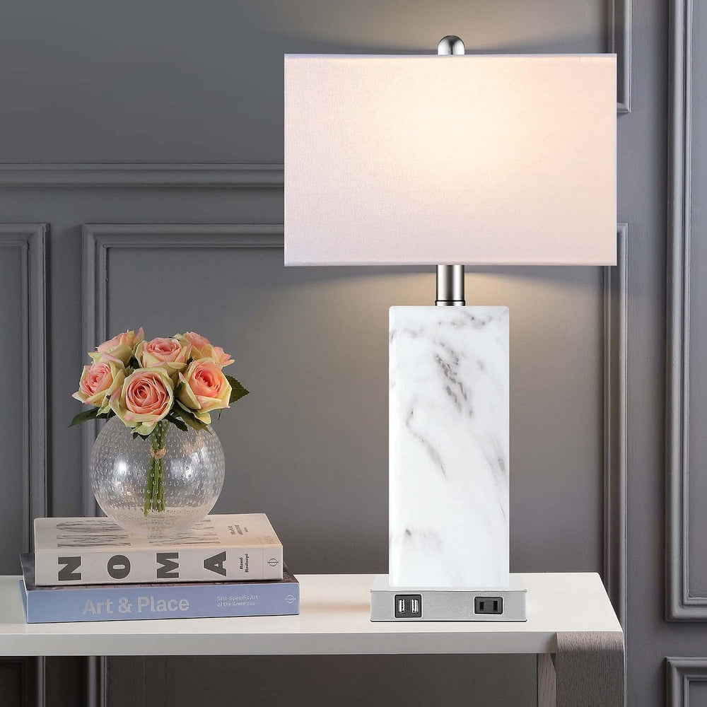 Touch Control Table Lamps Set of 2, Modern Ceramic Bedside Lamp with 2 USB Po...