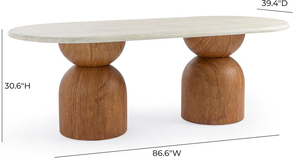 Tov Furniture Cynthia Travertine Concrete Indoor/Outdoor 87" Long Dining...