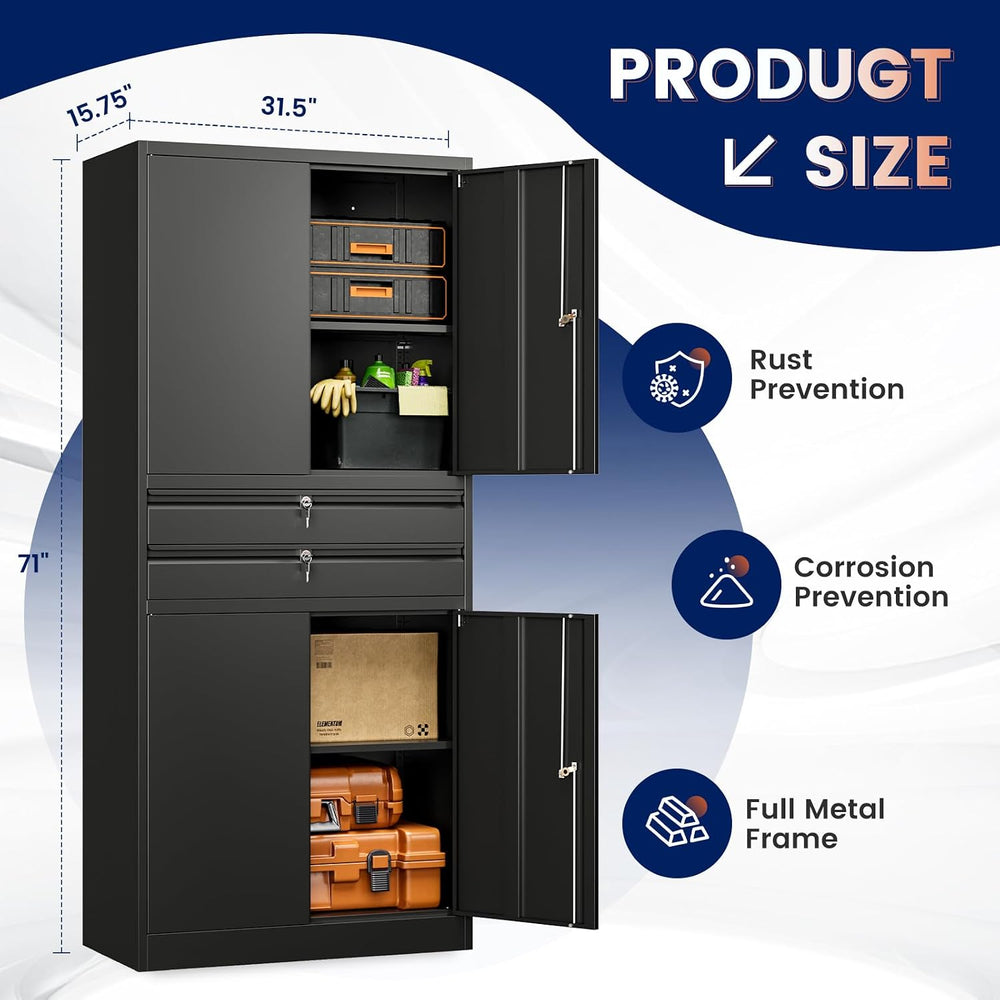 Yizosh Metal Garage Storage Cabinet with Locking Doors and Adjustable Shelves...