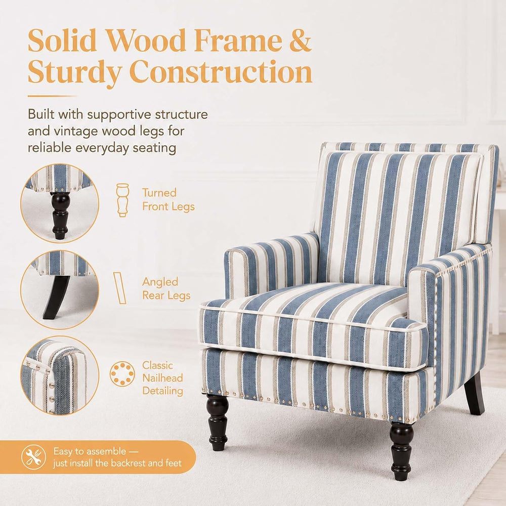 Vintage Floral Accent Chair, Upholstered High Back Lounge Armchair for Living...