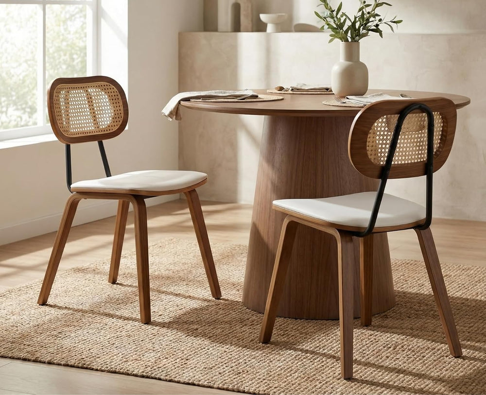 HEAH-YO Modern Dining Chairs Set of 4, Upholstered Faux Leather Dining Room C...