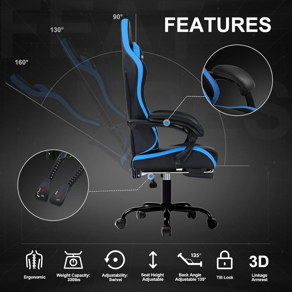 GTPLAYER Gaming Chair for Adults, Big and Tall 300LBS Heavy Duty Office Chair...