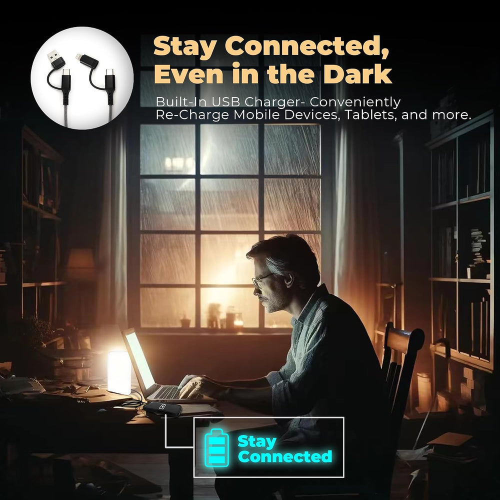 LFI Lightsยฎ White Home Emergency Table Lamp, 200+ Hr Runtime, Power Outages