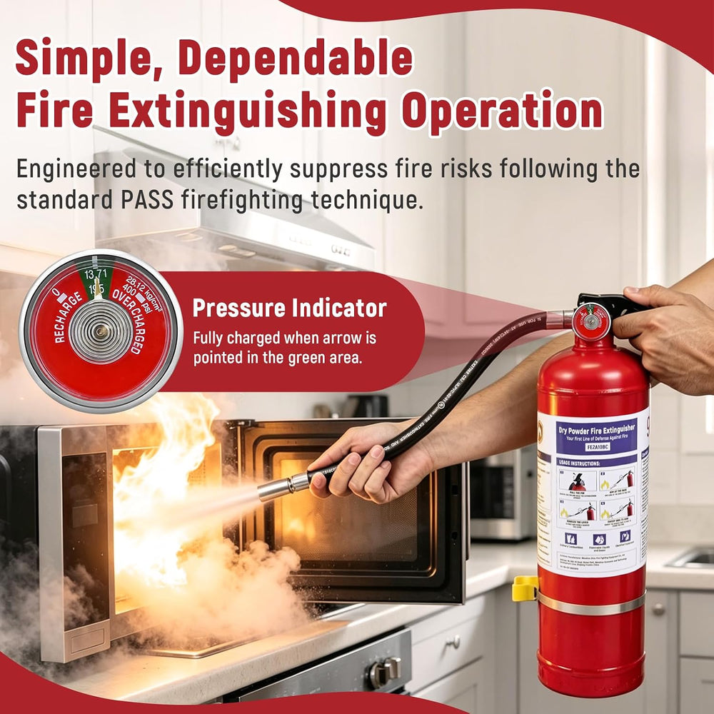 5lb ABC Dry Chemical Fire Extinguisher 2A:10B:C Rated ANSI/UL 299 Certified