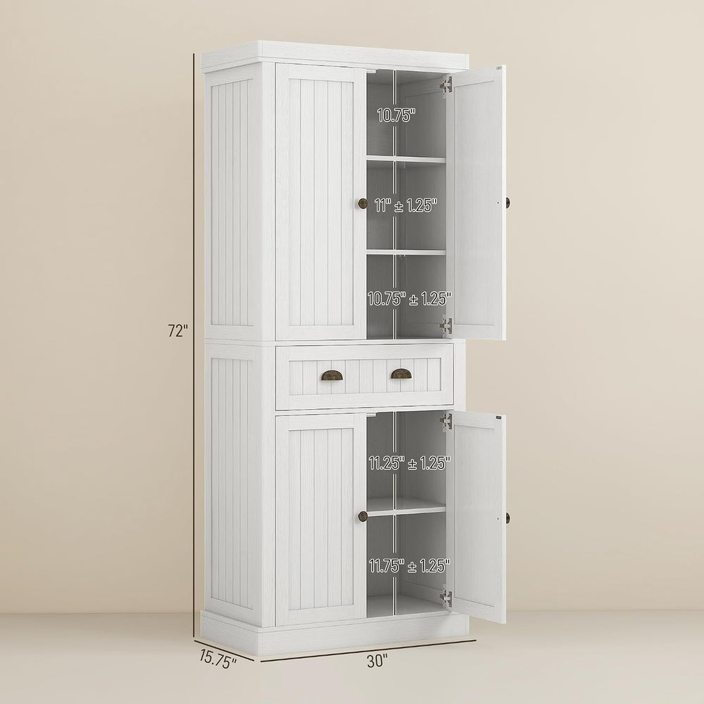 72" Farmhouse Kitchen Pantry Cabinet, Freestanding Tall Storage Cabinet ...