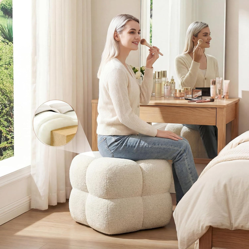 Zesthouse Square Pouf Ottoman Footstool, Modern Vanity Chair for Bedroom | Li...