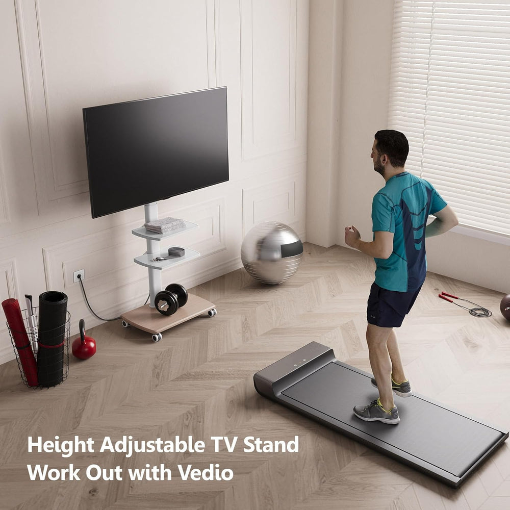 FITUEYES Rolling TV Stand with Power Outlets, for 32-75 InchTVs, White | Swiv...