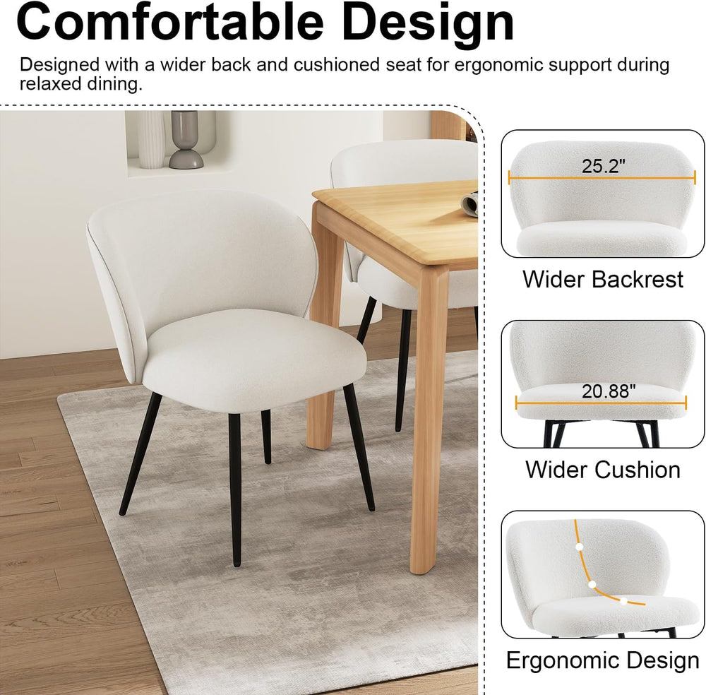 Chairs Set of 2, Upholstered Fabric Dining Room Chairs, Makeup Vanity Chair M...