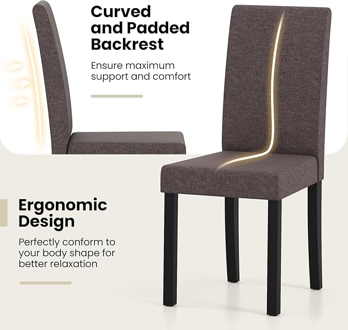 Giantex Upholstered Dining Chair Set of 2, Mid Century Modern Fabric Kitchen ...