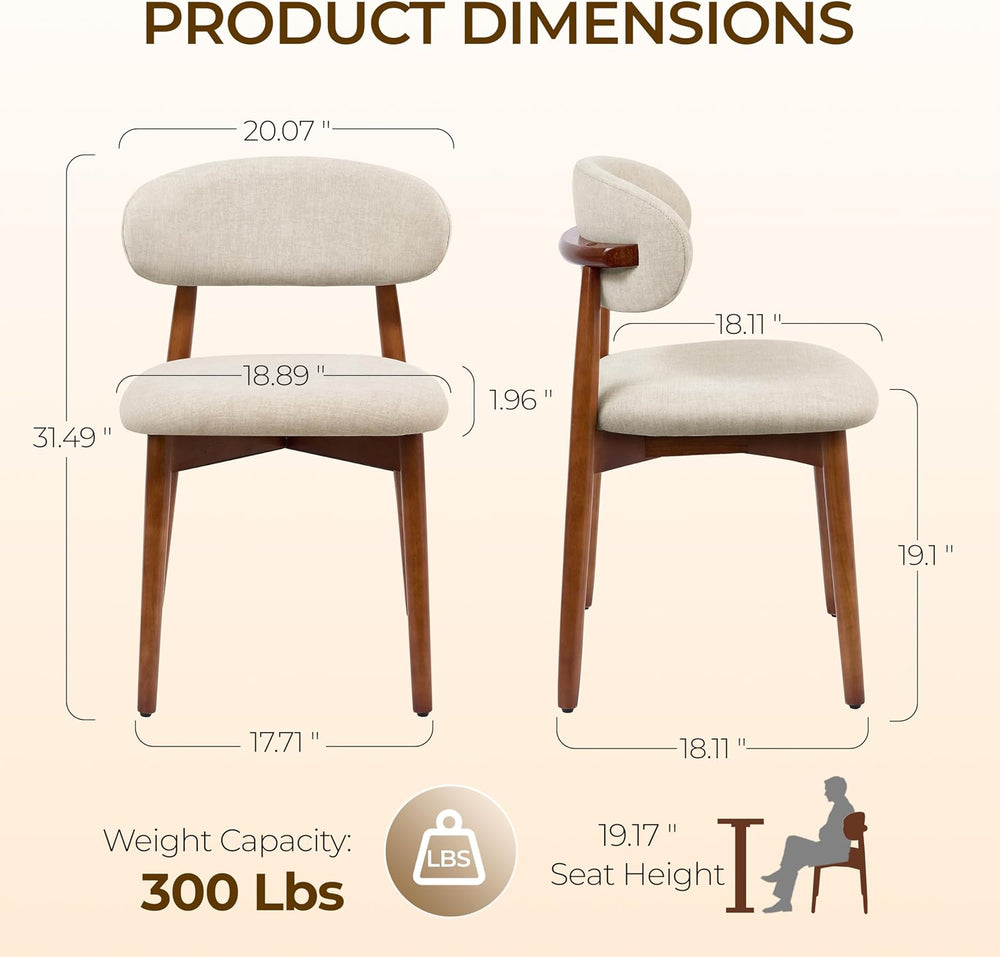 Farmhouse Dining Chairs Set of 4, Mid Century Modern Wooden Velvet Fabric Uph...