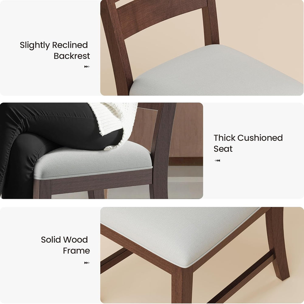 COLAMY Wooden Dining Chairs Set of 4, Farmhouse Upholstered Dining Room Chair...