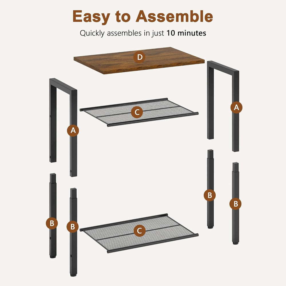 Hoctieon 2-Set 3 Tier End Table, Telephone Table Set of 2, Tall Side Table wi...