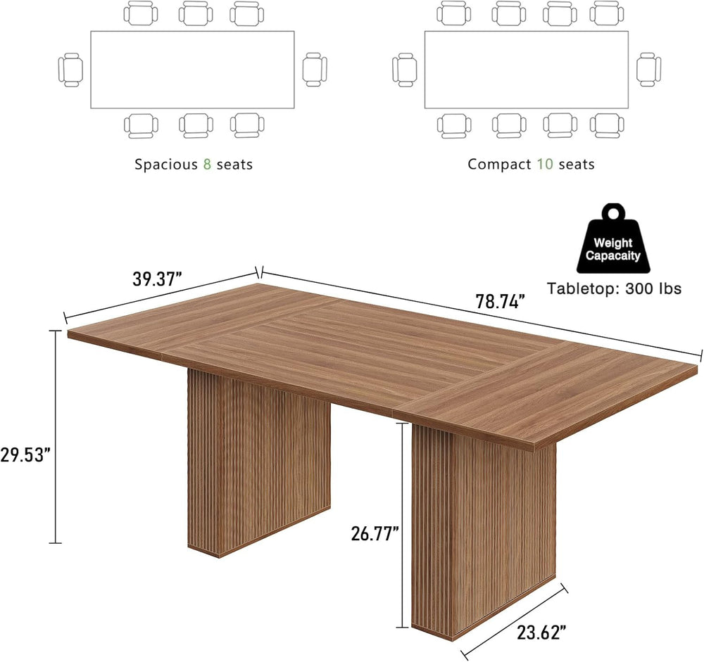 Yanosaku 78.7'' Dining Table for 4 6 8 10, Rectangular Kitchen Table ...