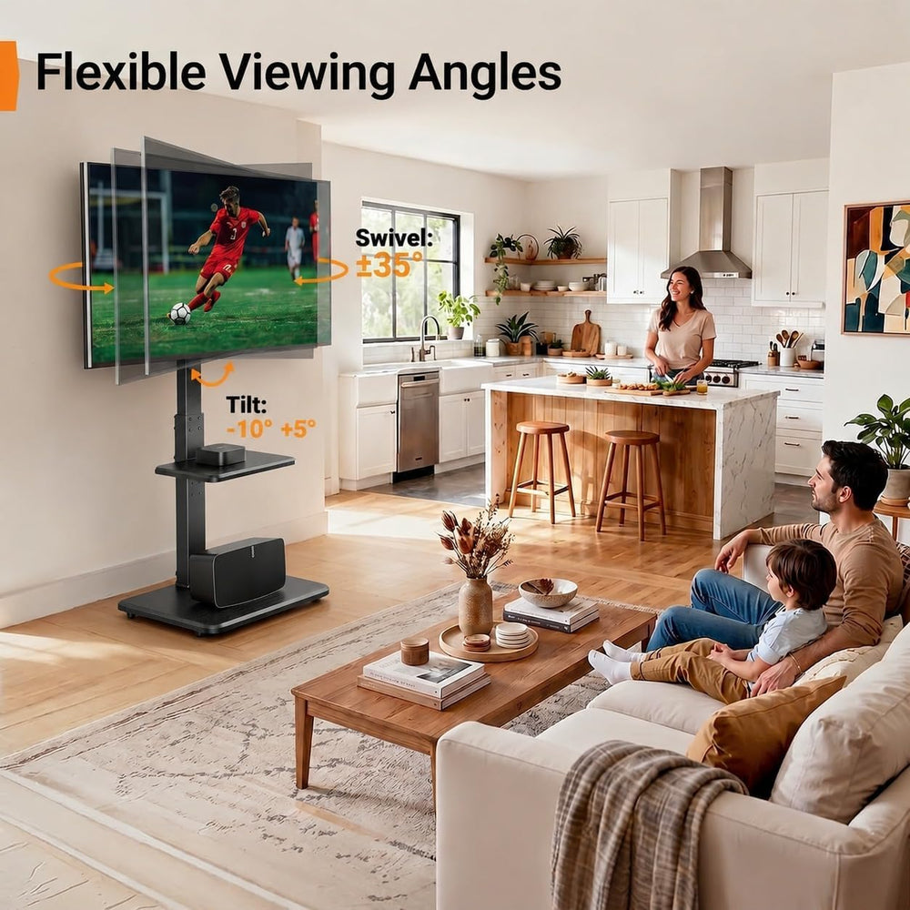 Perlegear Floor TV Stand with Power Outlet, Universal TV Stand for 32-75 inch...