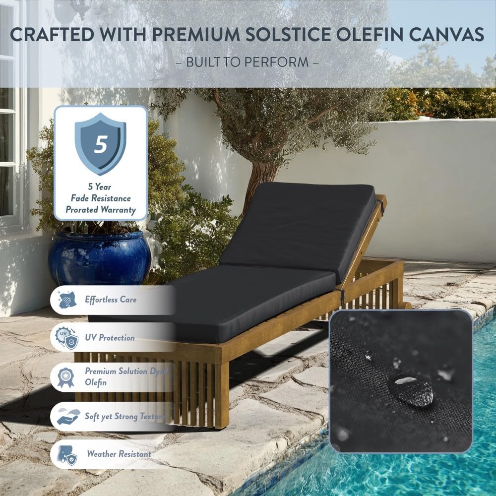California Umbrella Outdoor Chaise Lounge Cushion, 24 x 78 Inch, Premium Outd...
