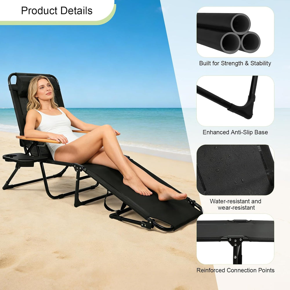 Folding Lounge Chairs for Outside, Beach Patio Lounge Chair, Sunbathing/Tanni...