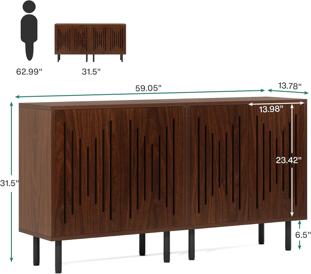 Tribesigns Set of 2 Sideboard Buffet with Storage, 59" Sideboard Cabinet