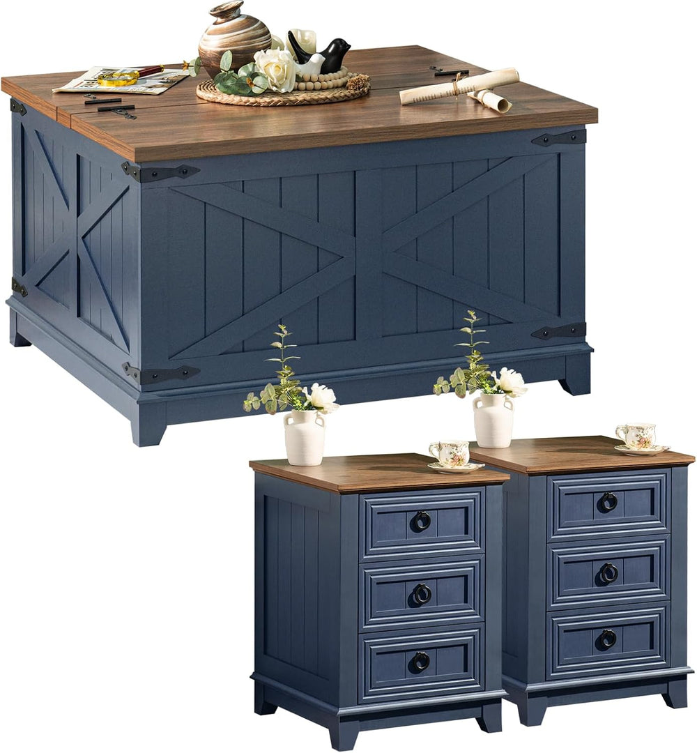 Joaxswe Farmhouse Coffee Table Set of 3