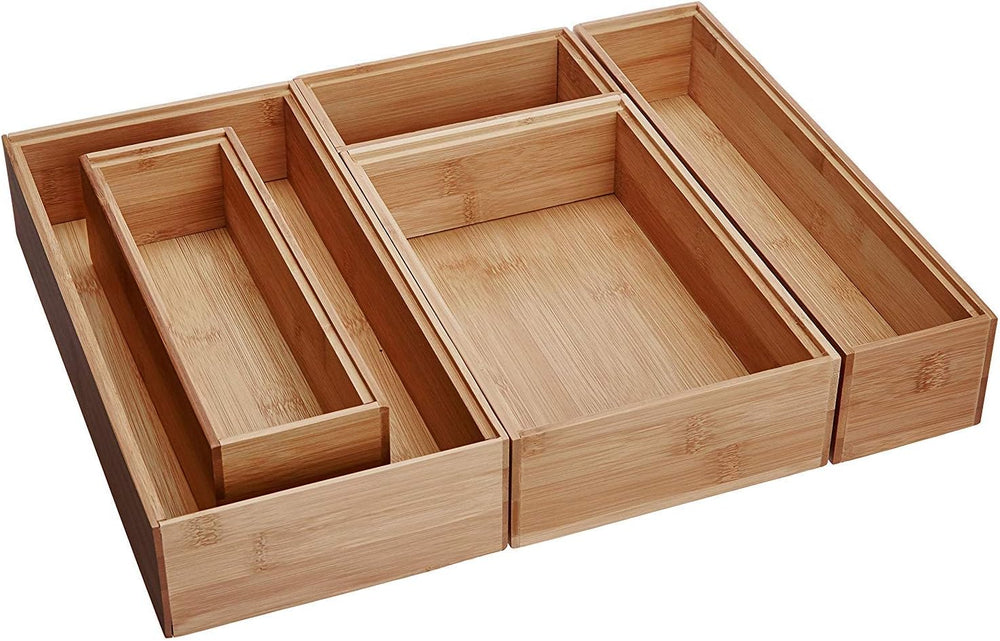 Lipper International 88005 Bamboo Wood Drawer Organizer Boxes, Assorted Sizes...