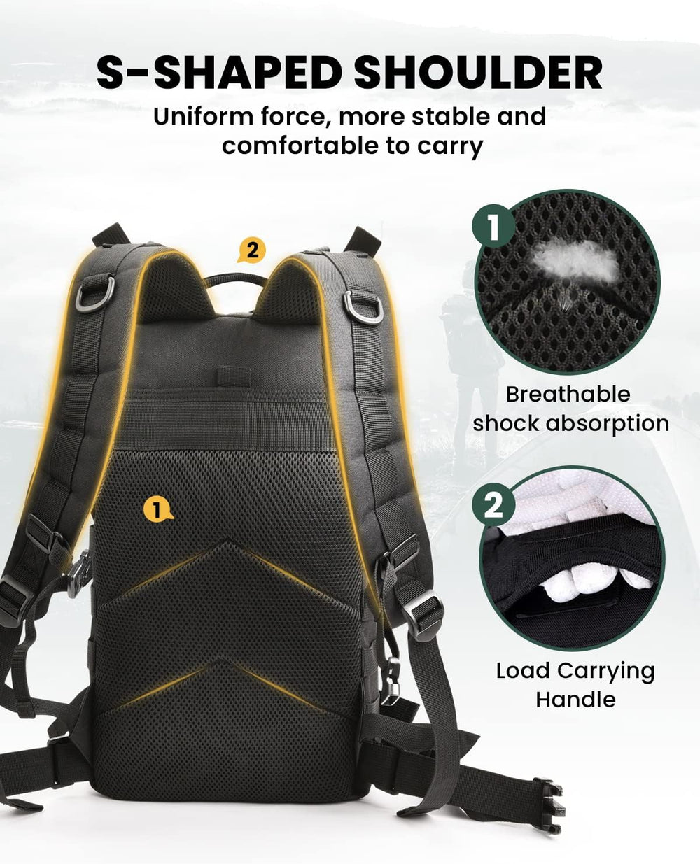 Vihir Multi-Purpose Military Tactical Backpack for Hiking, Everyday Use, Emer...